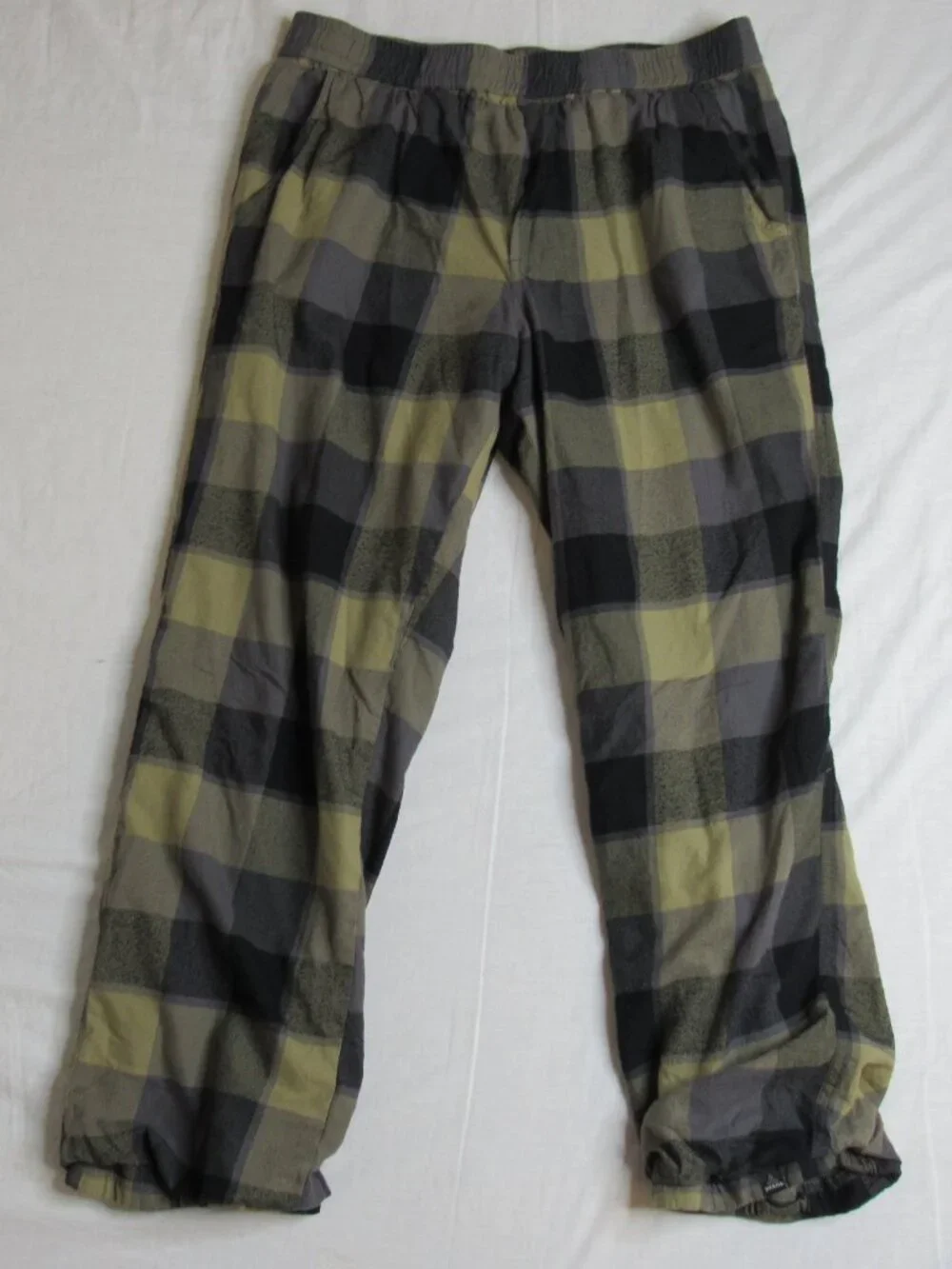 Prana Plaid Flannel ASYLUM Lined Pajama Lounge Pants Men's L Large
